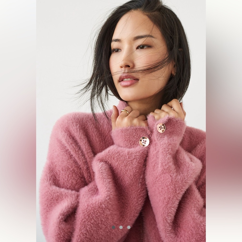 Anthropologie Mauve Eyelash Jacket